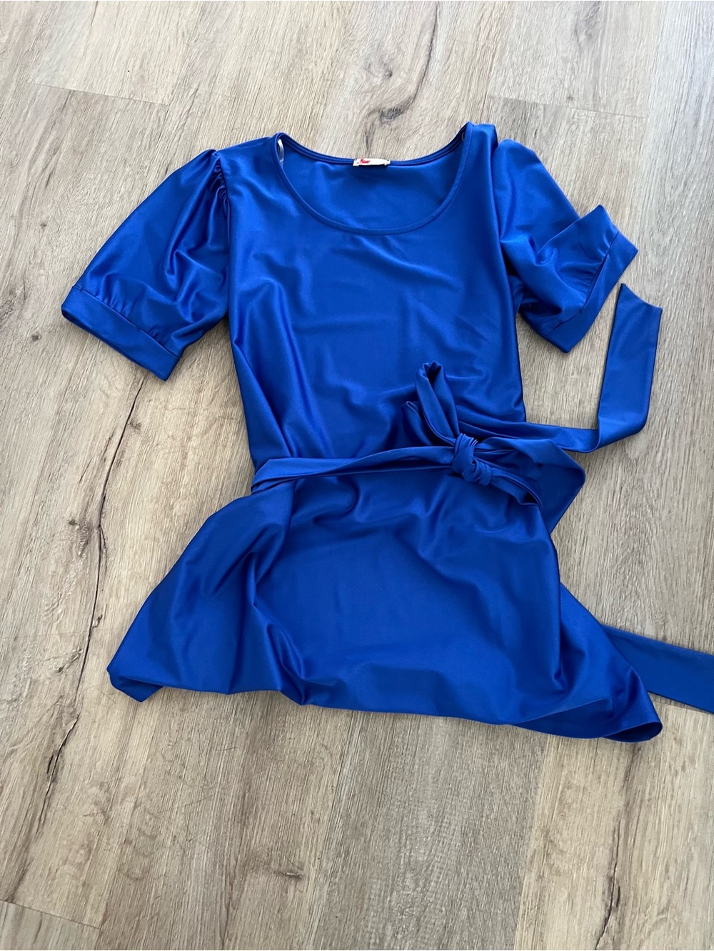 Blue Women's Satin Tie-Waist Top